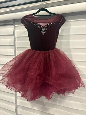 Weissman Burgundy Velvet Tutu Dance Costume - MC